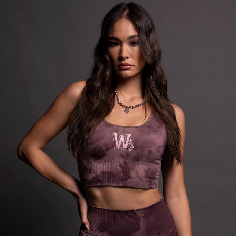 Keep On Fighting "Everson Seamless" Valencourt Bra in Jumbo Midnight Mauve Ghost Clouds