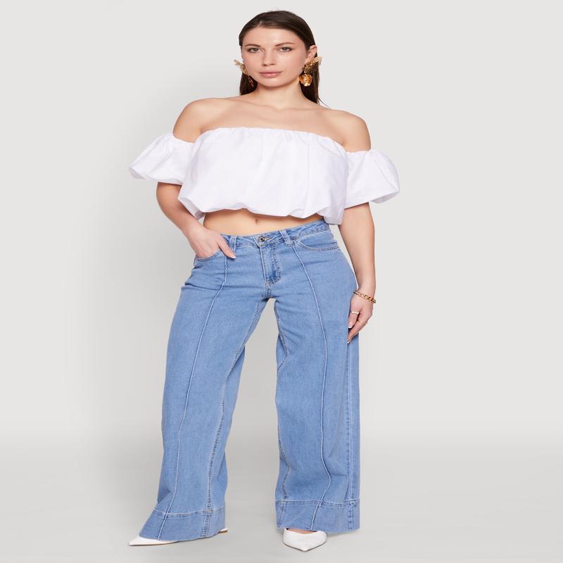 Madden Girl Pintuck Wide Leg Jeans