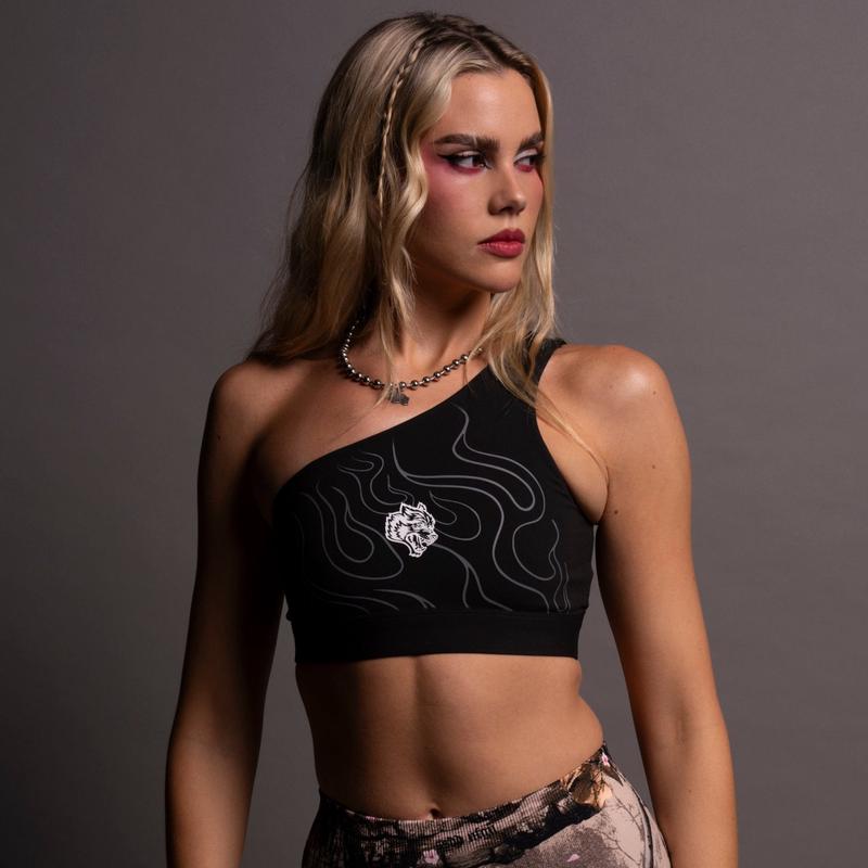 Our Fire "One Shoulder" Energy Bra in Black