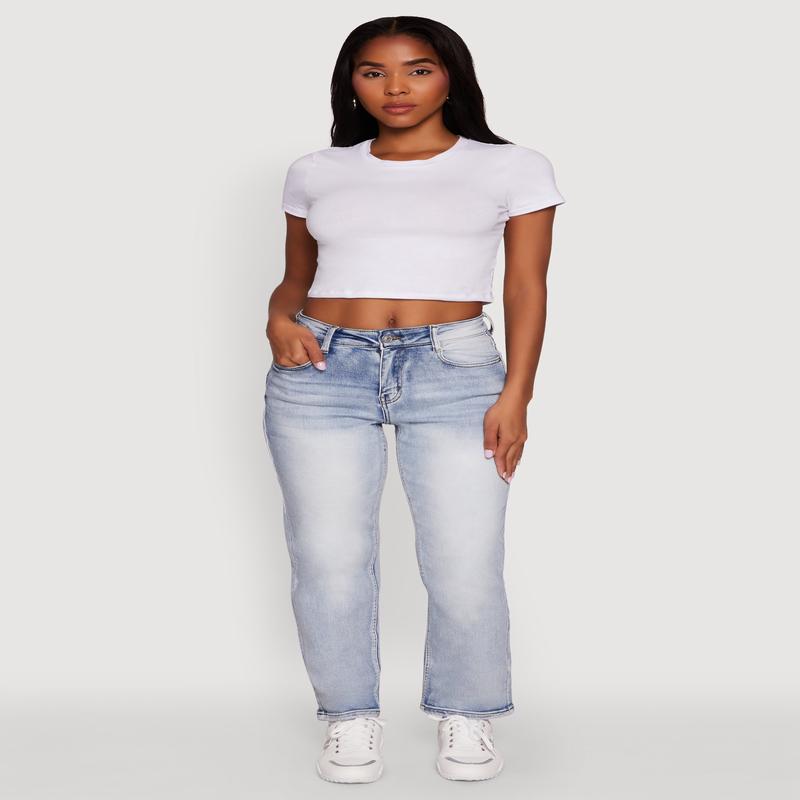 WAX High Waisted Straight Leg Stretch Jeans