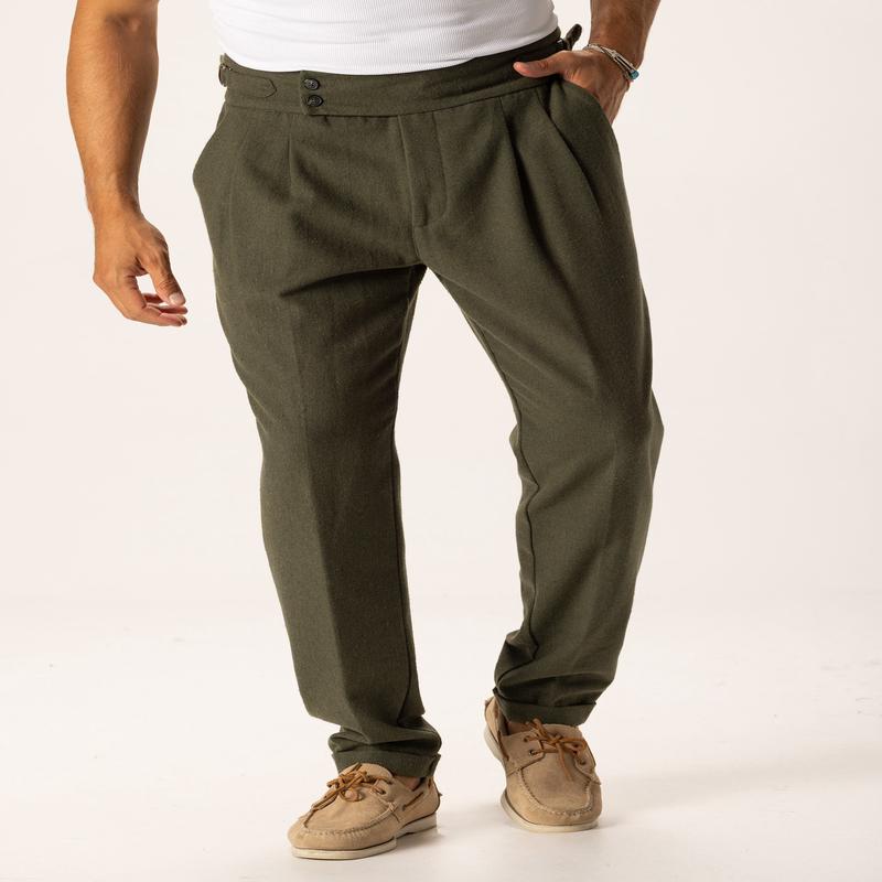 CALEB DOUBLE PINCES PANTS IN GREEN