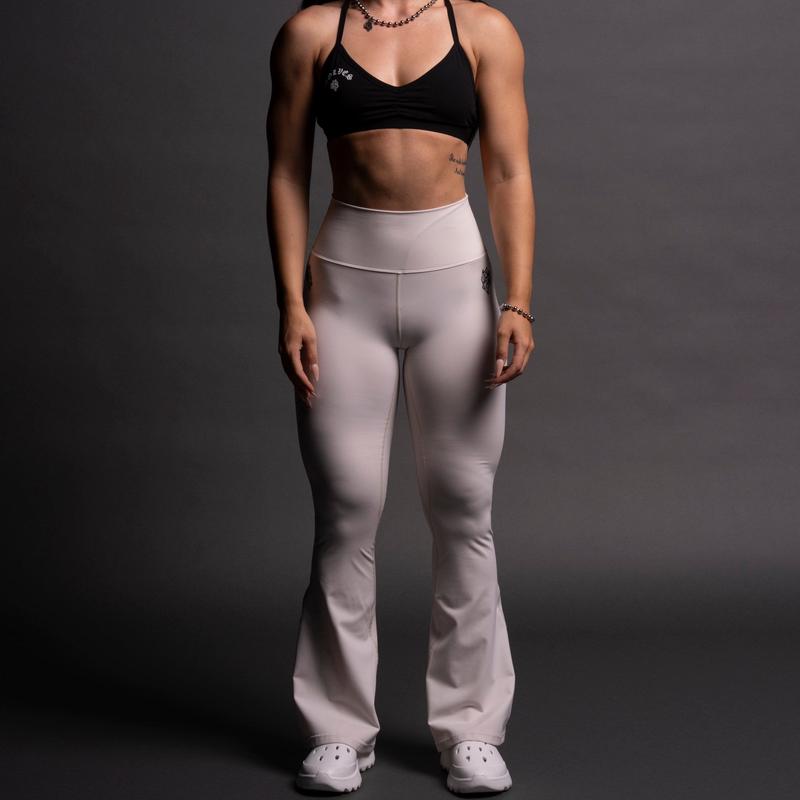 Dual Wolf "Georgia" Energy Flare Leggings in Pearl White