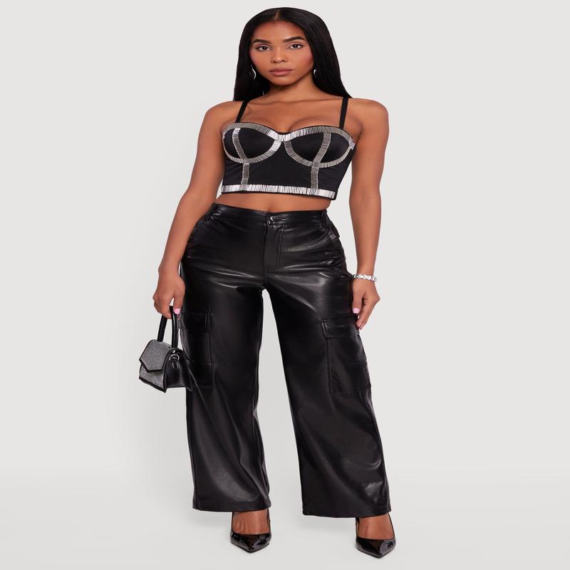 Beaded Sweetheart Convertible Bustier Crop Top