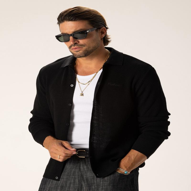 HIDEKI KNITTED SHIRT IN BLACK