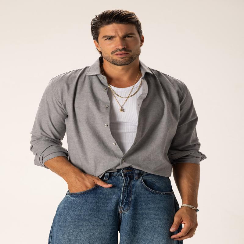 JASON COTTON SHIRT IN GREY