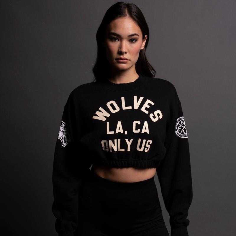 LA Wolves "Gwen" (Cropped) Crewneck in Black