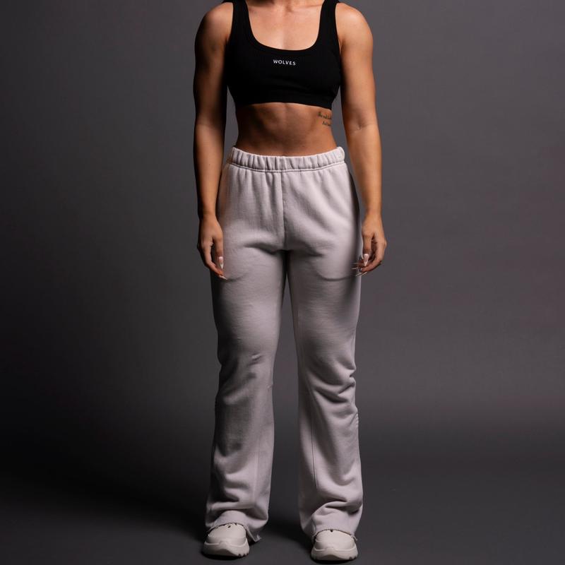 Dual She Flare Sweat Pants in Stone
