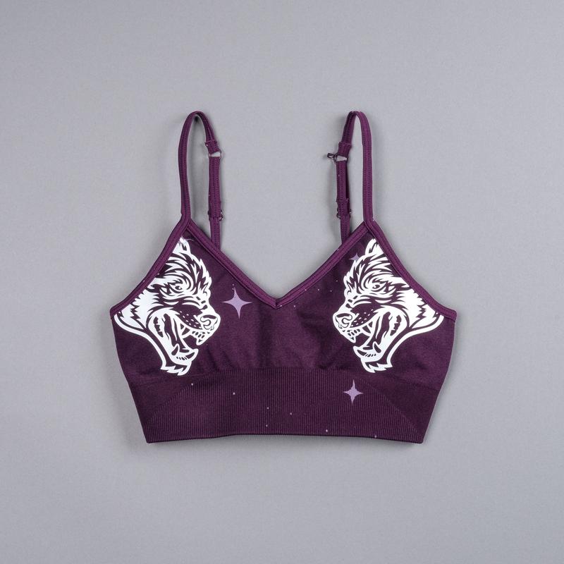 Dual Darc Script"Everson Seamless" Sports Bra in Plum Starry Night