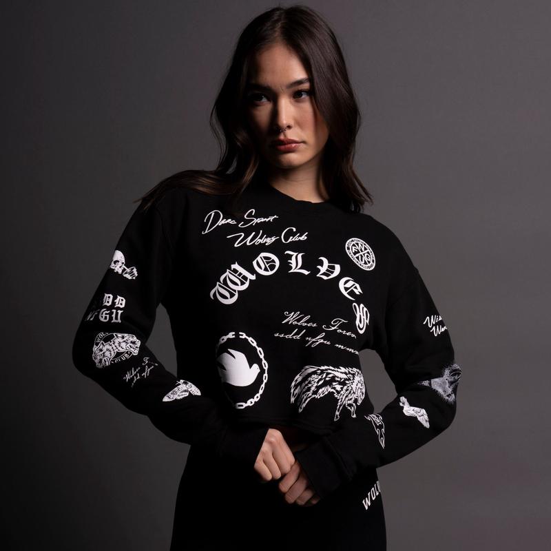 Break The Cycle (Cropped) Crewneck in Black