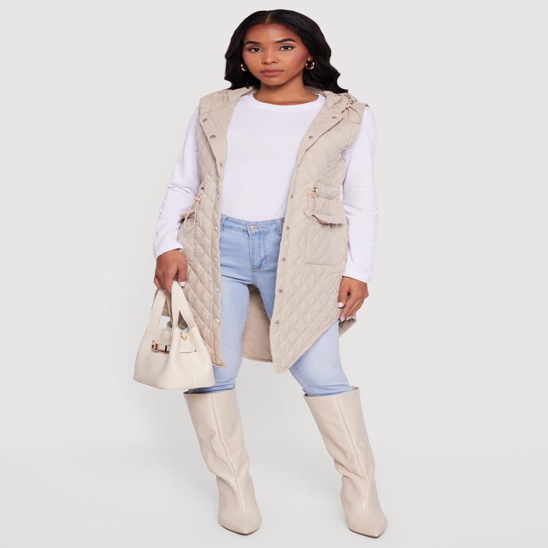 Button Front Hooded Anorak Vest