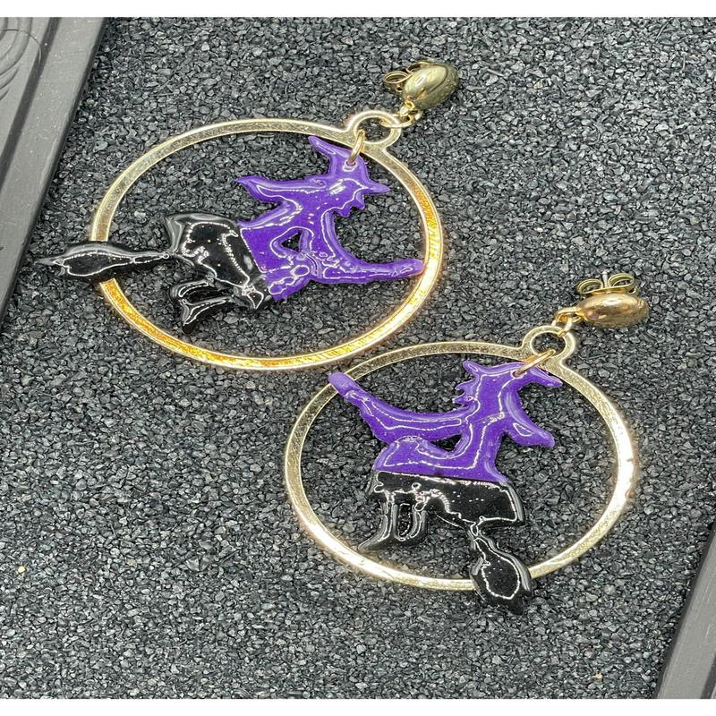 Salem Full Gold Moon Witch Earrings