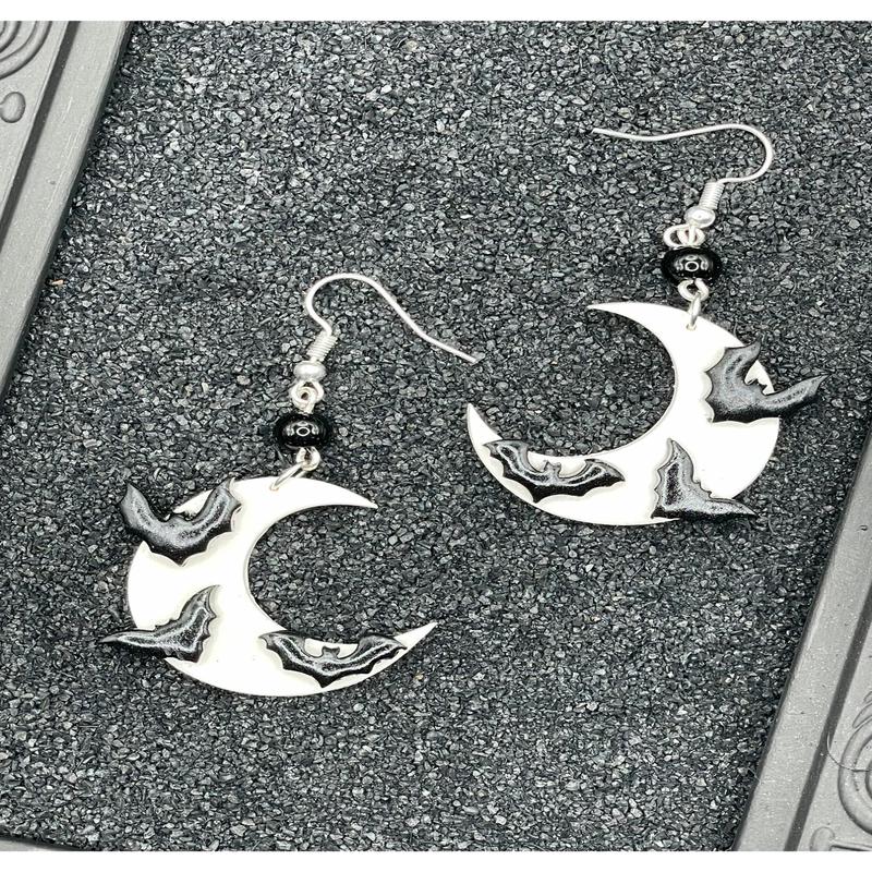 Salem Moon and Bats Earrings
