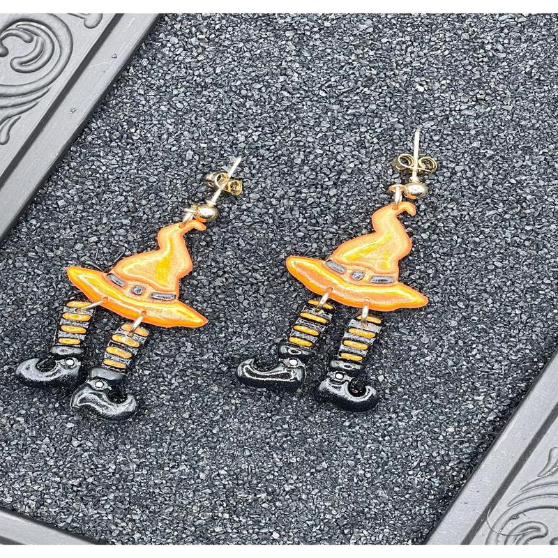 Salem Witch Hat Stockings Earrings