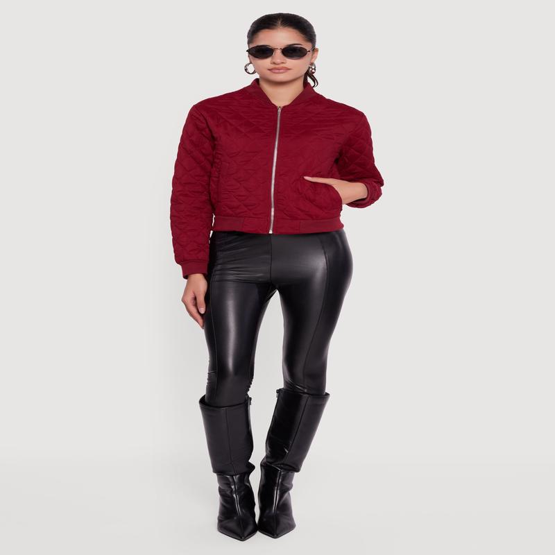 Trendy Quilted Bomber Jacket