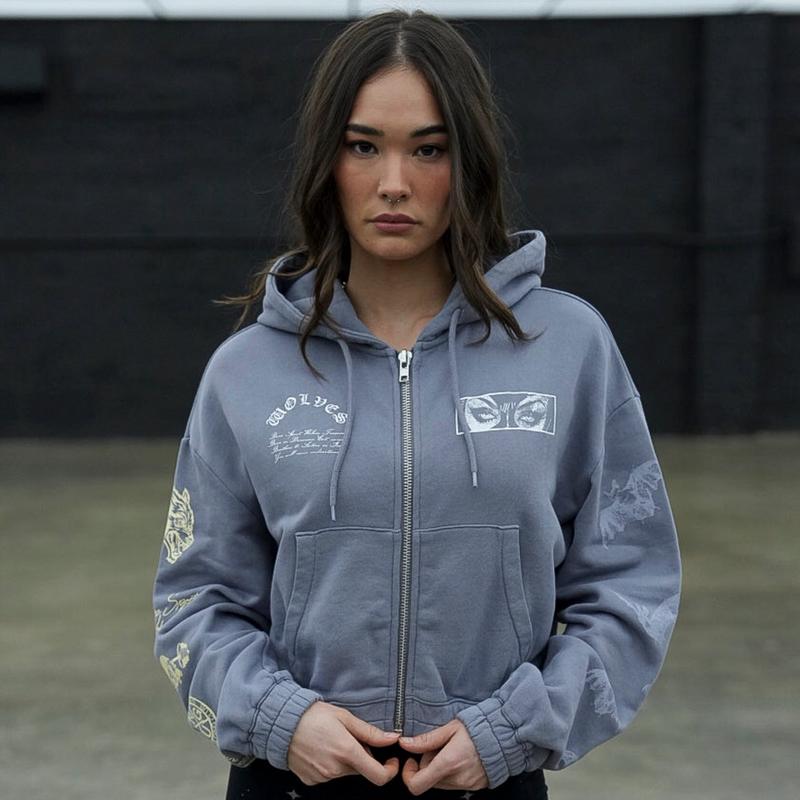 Villain "Chambers" (Cropped) Zip Hoodie in Purple Stone