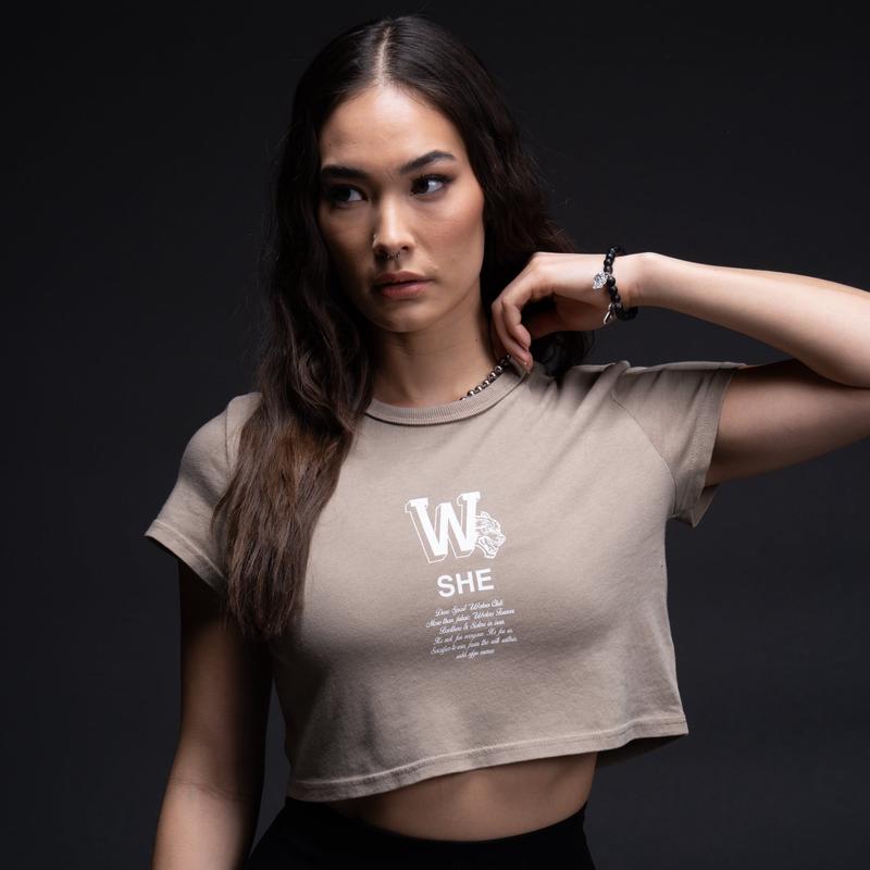 Her Mark Loyalty "Timeless" (Cropped) Tee in Taupe