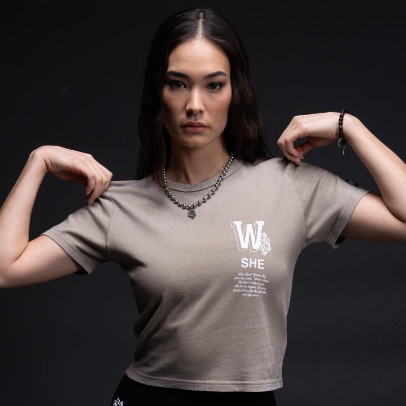 Her Mark "Timeless" Tee in Taupe