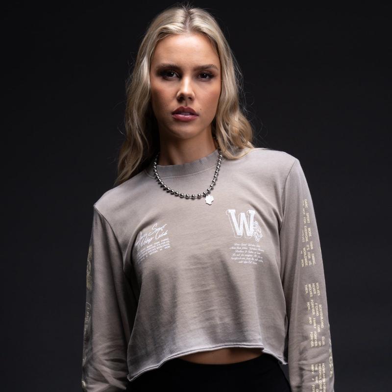 Our Mark "Premium" (Cropped) (LS) Tee in Taupe