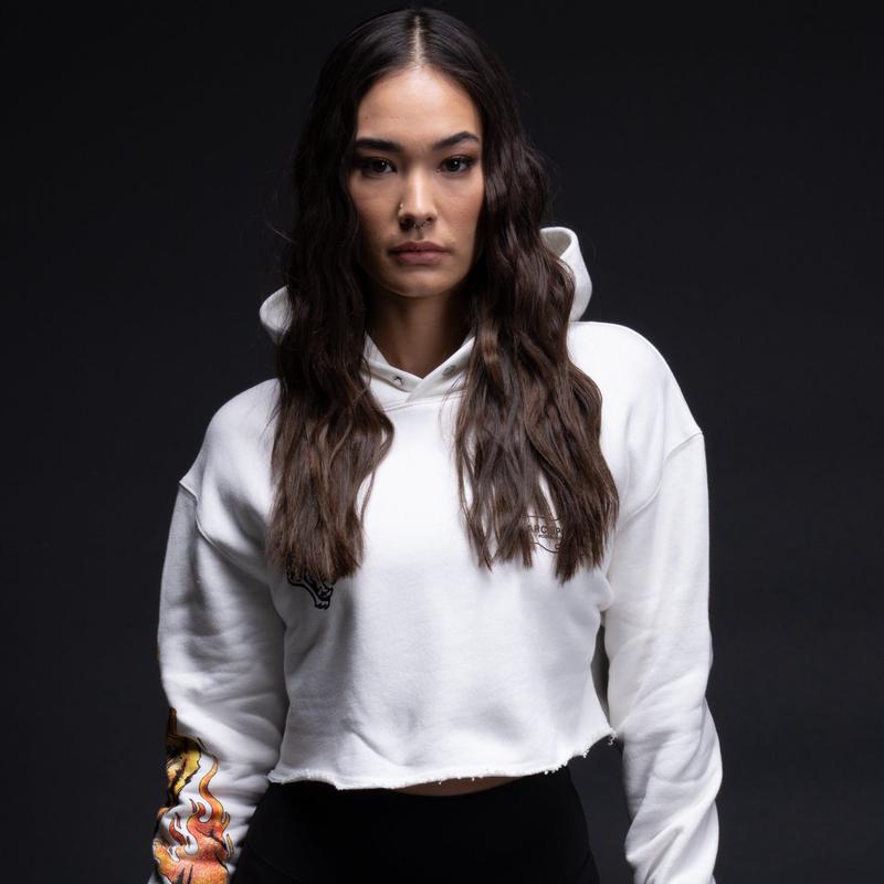 The Fire Within "Vintage Pierce" (Cropped) Hoodie in Cream