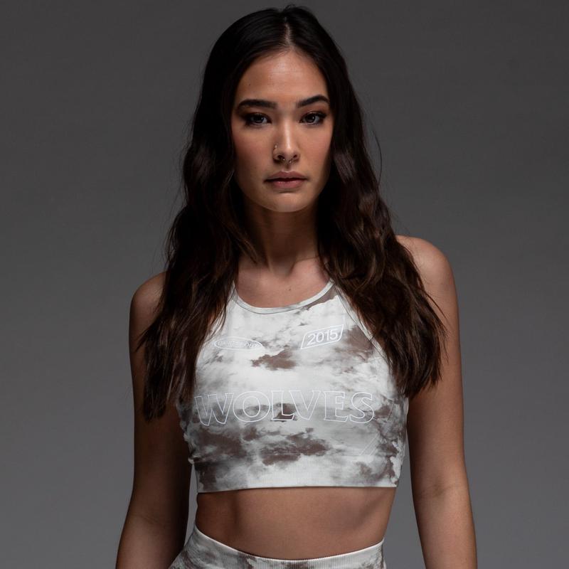 Faster "Everson Seamless" High Neck Bra in Stone Ghost Clouds