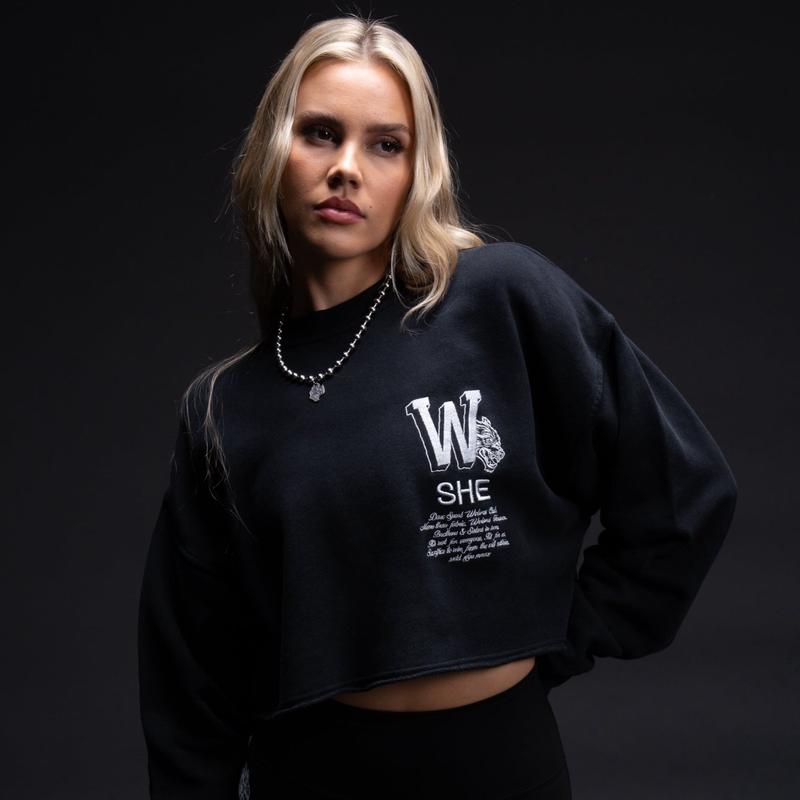 Her Mark London (Cropped) Crewneck in Black