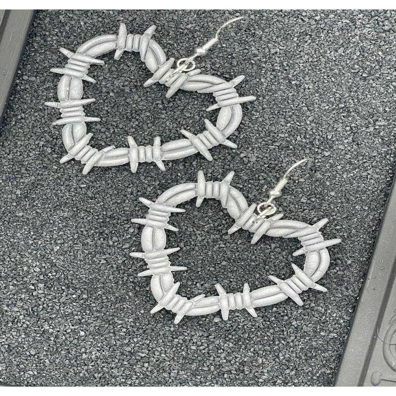 Tattoo Love Barbed Wire Heart Earrings