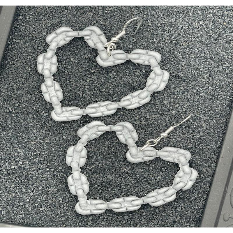 Tattoo Love Chain Link Heart Earrings
