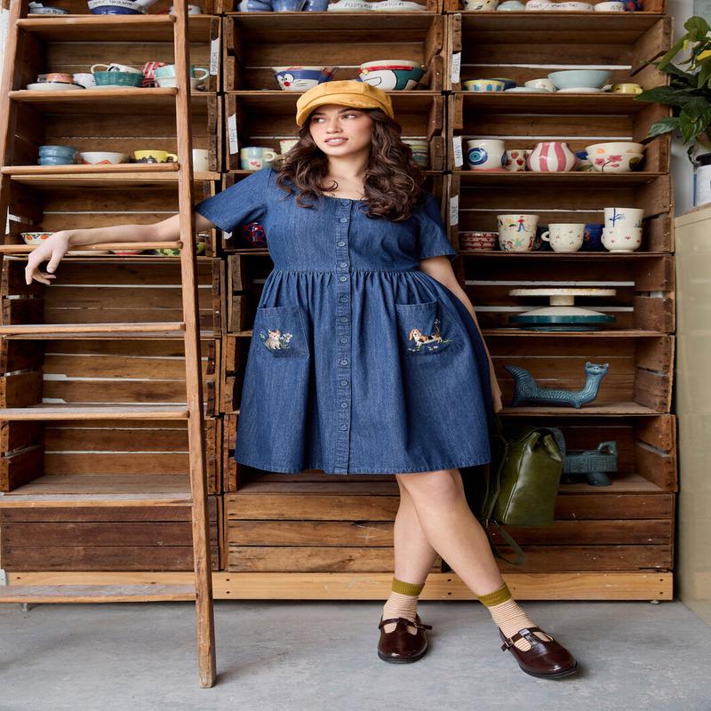 Cute Dogs Embroidered Dress