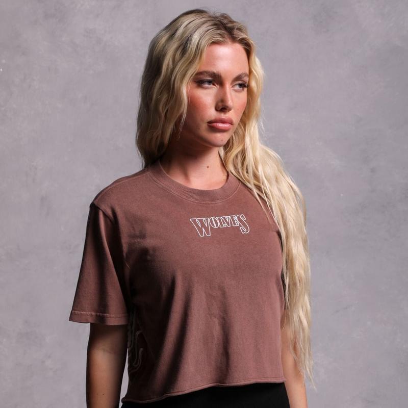 Flames "Premium Vintage" (Cropped) Tee in Norse Brown