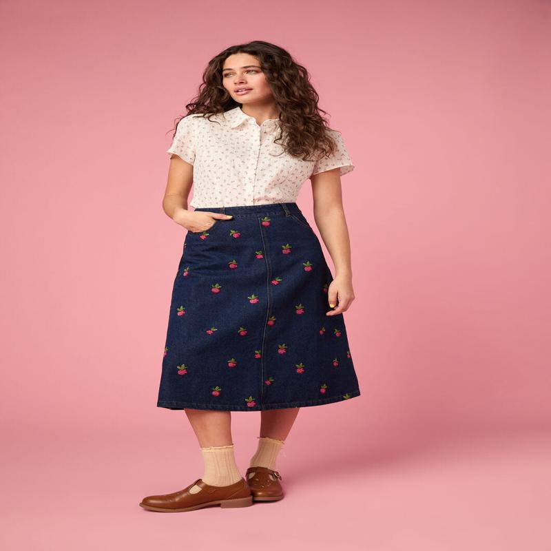 Radish Emb Denim Skirt