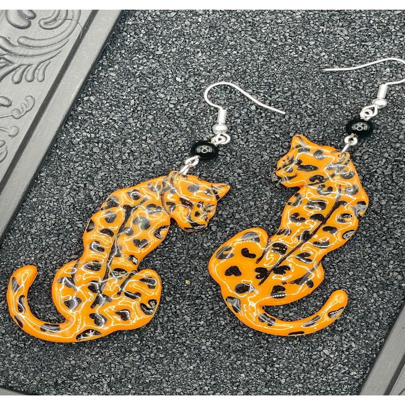 Tattoo Love Cheetah Dangly Earrings