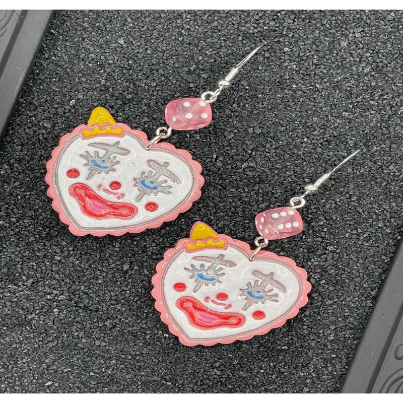 Tattoo Love Clown Heart Earrings