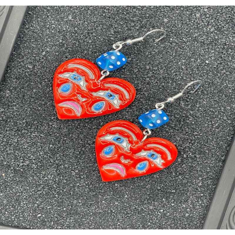 Tattoo Love Crying Heart Earrings