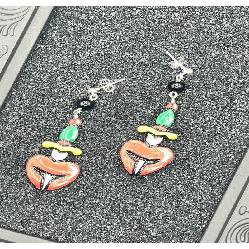 Tattoo Love Heart Dagger Earrings