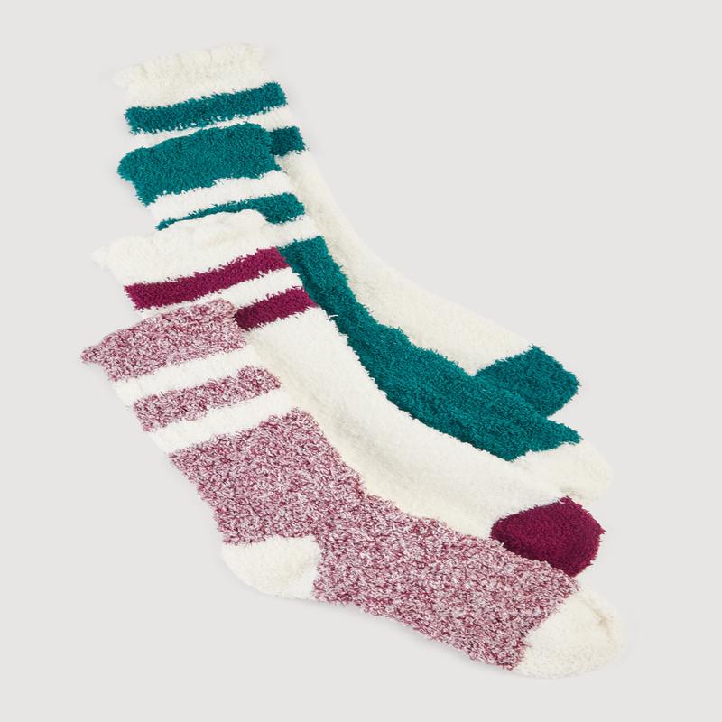 Color Block Terry Cloth Crew Socks 4 Pack Size 4-10