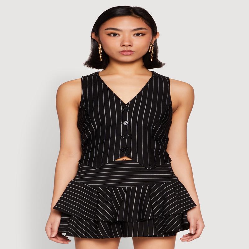 Pinstripe Cropped Vest