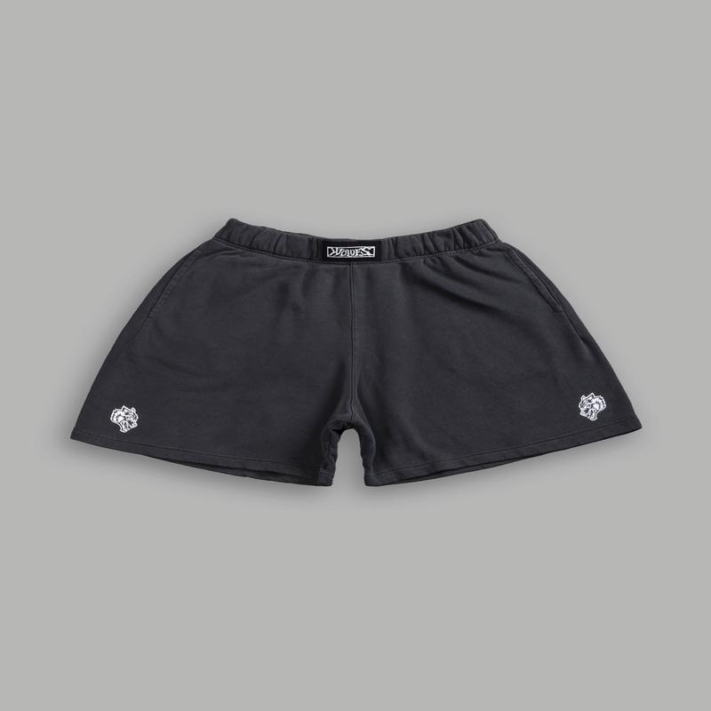Box Patch Dual Post Lounge Sweat Shorts V2 in Wolf Gray