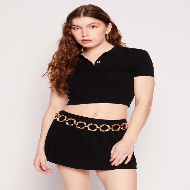 Cropped Short Sleeve Polo Shirt