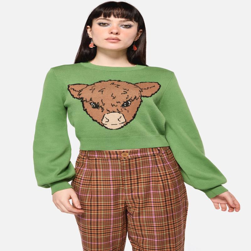 Grazing Cow Knit Sweater