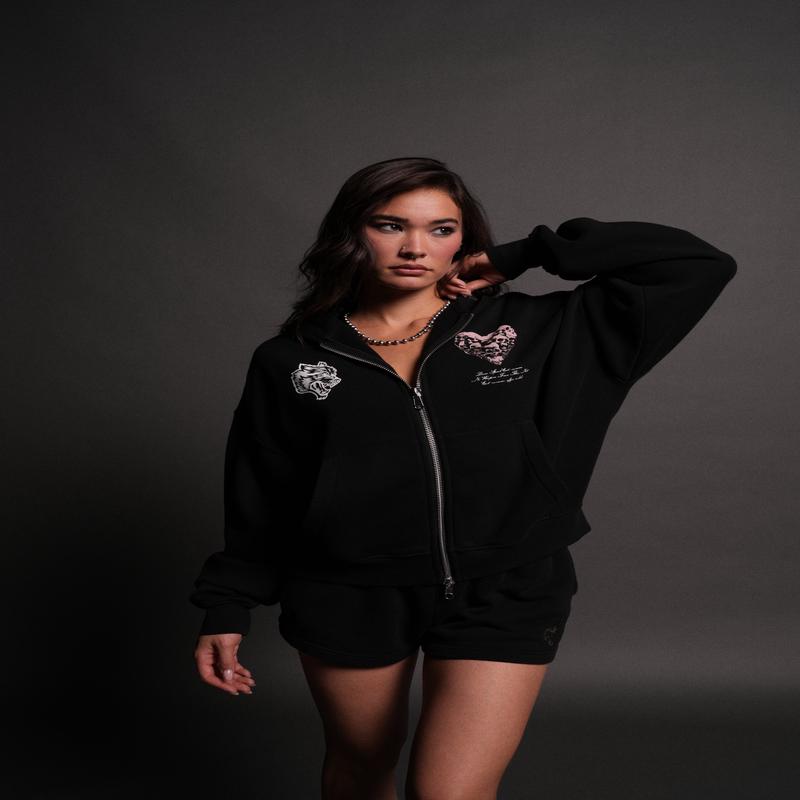 Memento Amore Darco Double Zip Hoodie in Black