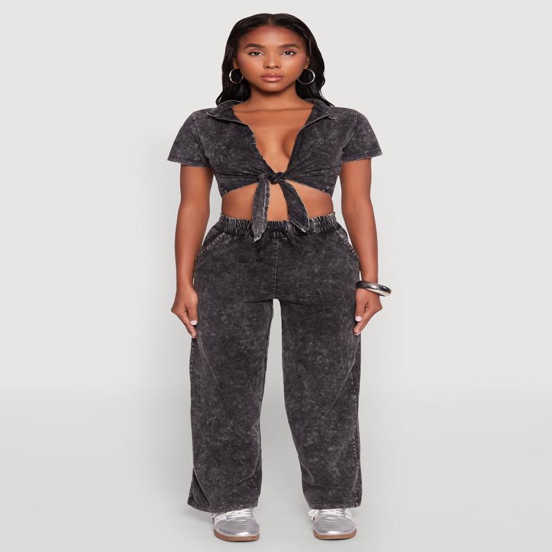 Mineral Wash Straight Leg Sweatpants