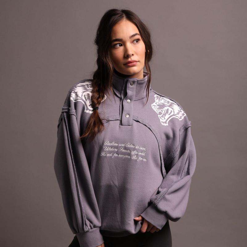 She Wolves Forever Tyler Mockneck Sweater in Purple Stone