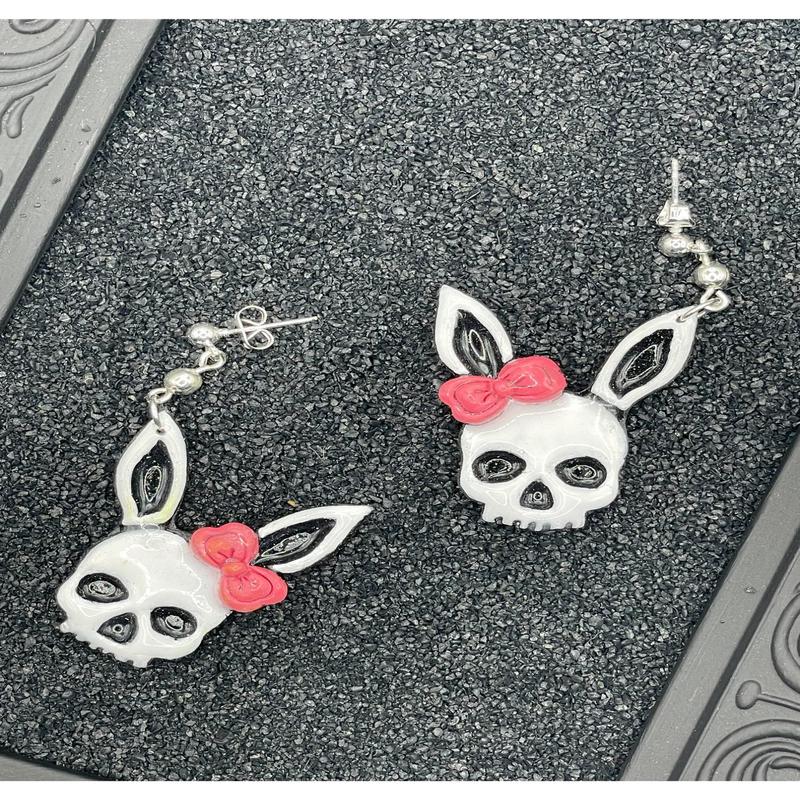 Tattoo Love Skull Bunny Earrings