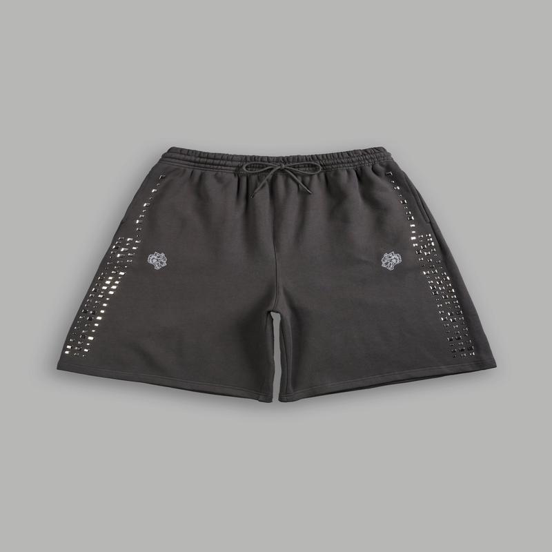Dual Stud Oversized Osiris Sweat Shorts in Wolf Gray