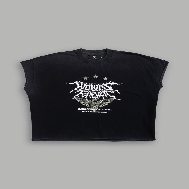 Iron Pack Grunge Cut-Off Tee in Black