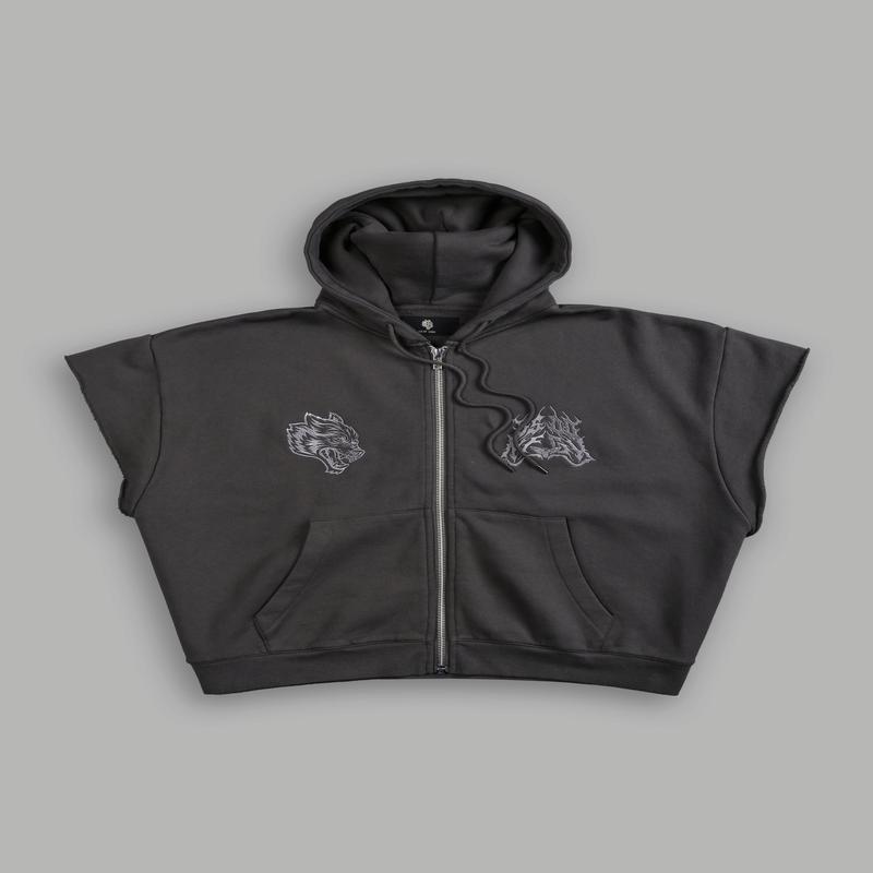 SSDDNFGU Moth Creed Cap Zip Hoodie in Wolf Gray