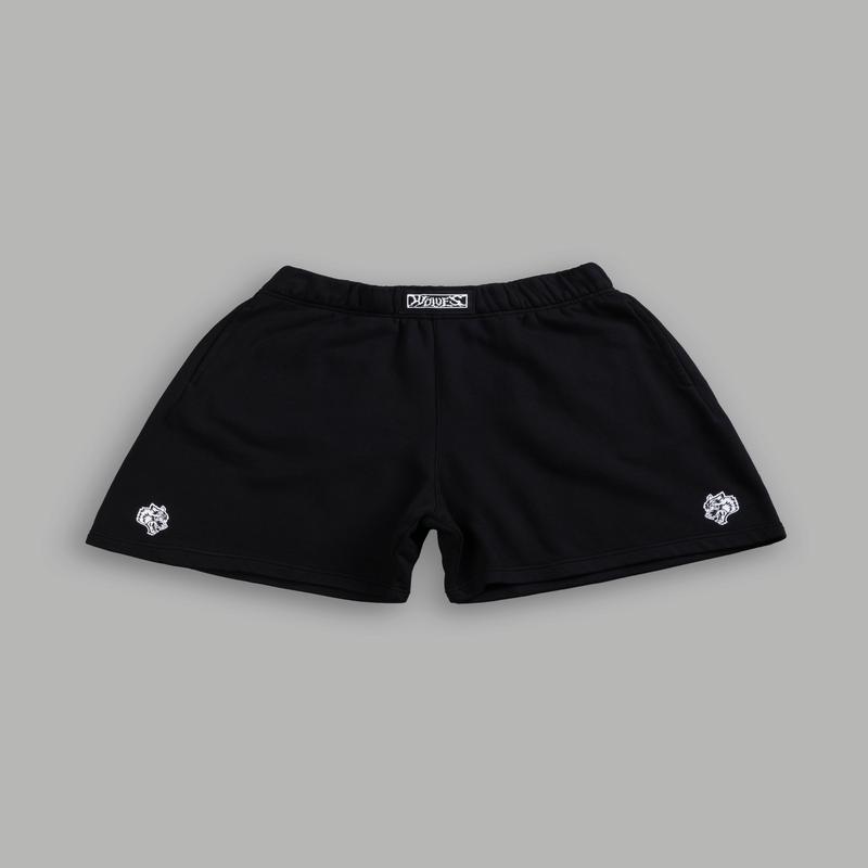 Box Patch Dual Post Lounge Sweat Shorts V2 in Black