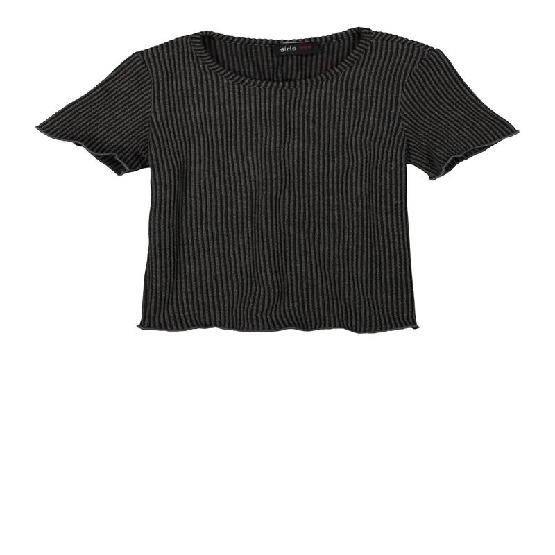 Girls Textured Knit Lettuce Edge Top