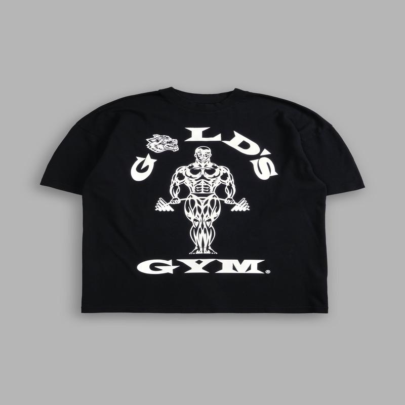 Gold's Wolf "Premium" Oversized Tee in Black/White