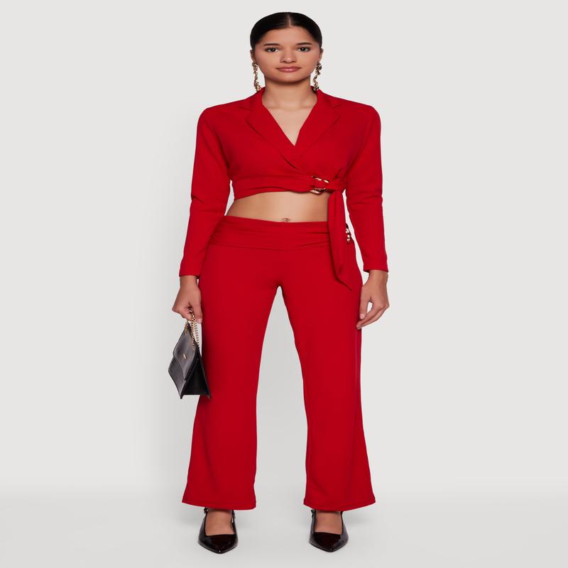 Metallic Detail Side Ruched Crepe Knit Pants